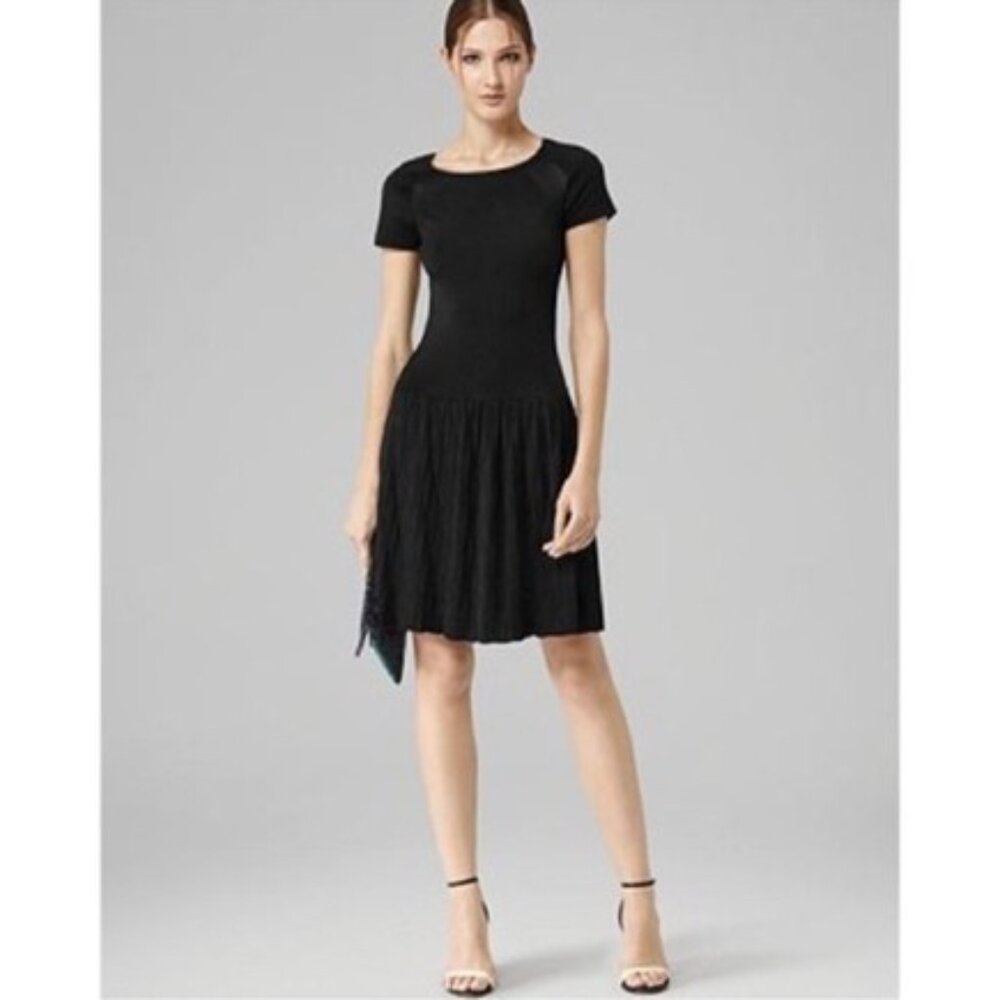 Reiss Florence Knitted Texture Black Short Sleeve Dress Size US 6/UK 10 - NWT